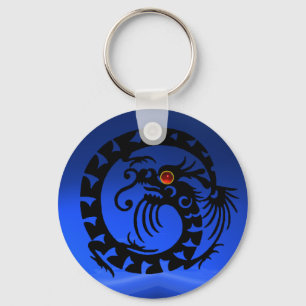 Chaveiro COBRA DRAGON,preto,rubi vermelho,safira azul