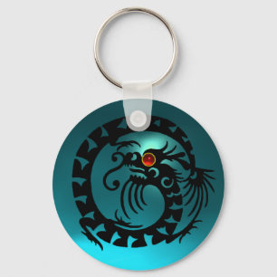 Chaveiro COBRA DRAGON,rubi preto,aquamarina azul