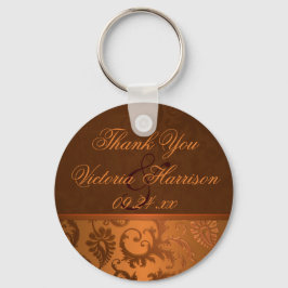 Chaveiro Cobre e Casamento tema damasco Castanho Favor Chav