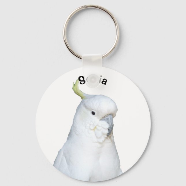 Chaveiro Cockatoo branco australiano personalizado (Frente)