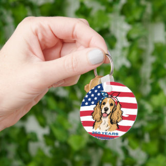 Chaveiro Cocker Spaniel com Bandeira dos EUA