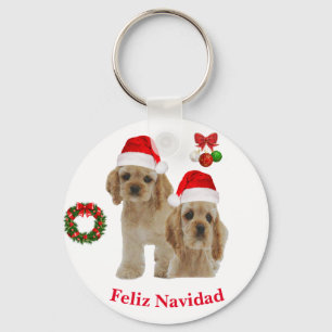 Chaveiro Cocker spaniel Feliz Navidad