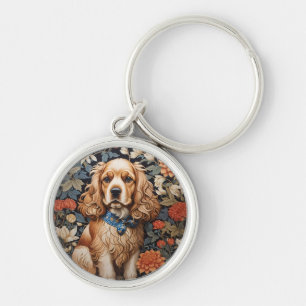 Chaveiro Cocker Spaniel William Morris Inspirou Floral