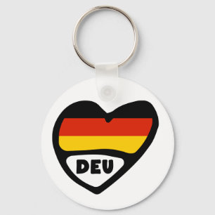 Chaveiro Código do País Alemanha Flag Heart Keyring, DEU