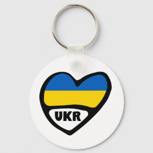 Chaveiro Código do País Ucrânia Flag Heart, UKR