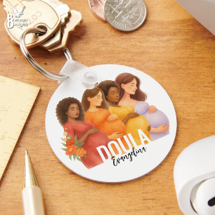 Chaveiro Código QR Aquarela Doula de Nascimento Pós-Parto