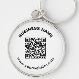 Chaveiro Código QR com Nome da Empresa Texto Circular em Ne