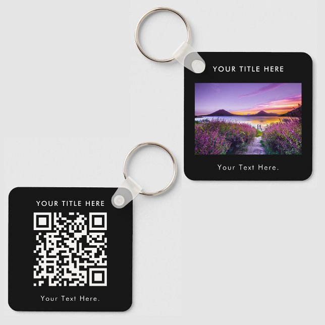 Chaveiro Código QR de Foto Empresarial Personalizada e Text (Custom Business Photo QR Code & Text Double Sided Keychain)
