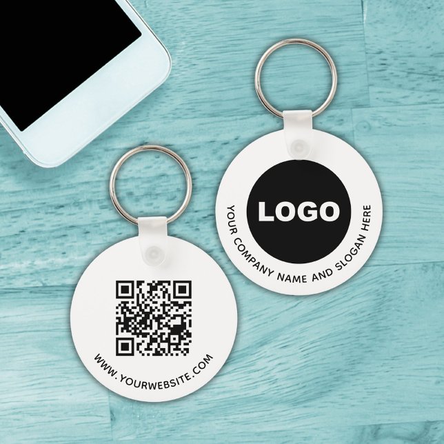 Chaveiro Código QR de Logo Promocional de Negócios Simples (Simple Business Company Promotional Logo QR Code Keychain)