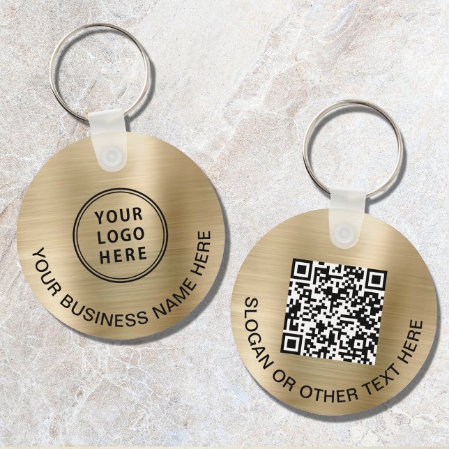 Chaveiro Código QR de Logotipo Moderno Promocional Dourado (Criador carregado)