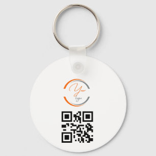 Chaveiro Código QR de Logotipo Simples Empresarial Branco