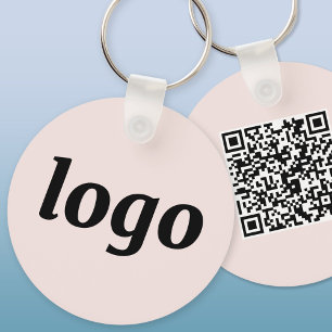 Chaveiro Código QR de Logotipo Simples Empresarial Rosa Beg