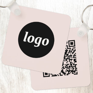 Chaveiro Código QR de Logotipo Simples Empresarial Rosa Beg