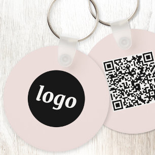 Chaveiro Código QR de Logotipo Simples Empresarial Rosa Beg
