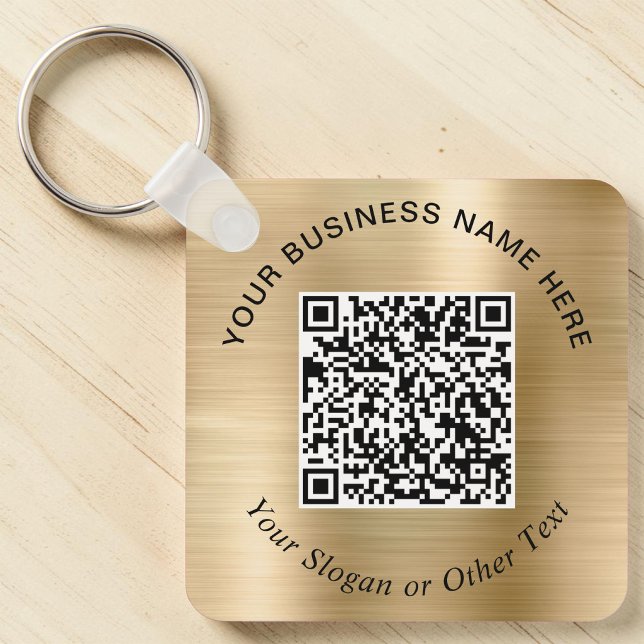 Chaveiro Código QR de Negócios Promocional Ouro (Business QR Code Promotional Gold Keychain)