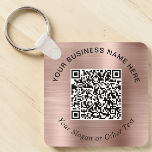 Chaveiro Código QR de Negócios Promocional Rosa Dourado