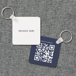 Chaveiro Código QR de rede de negócios azul branco minimali