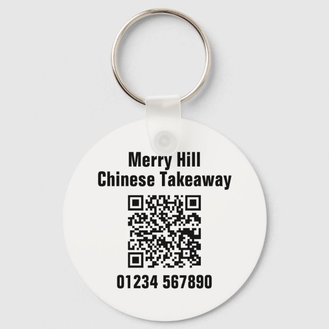 Chaveiro Código QR do Menu Online de Retauração (Frente)