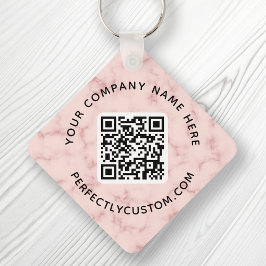 Chaveiro Código QR e mármore rosa duplo do texto personaliz