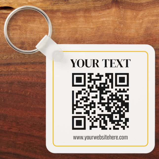 Chaveiro Código QR e texto editáveis com borda de ouro amar (Frente)