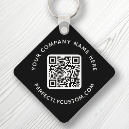 Chaveiro Código QR e texto personalizado preto duplo