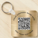 Chaveiro Código QR Elegante Promocional Dourado<br><div class="desc">Chaveiro promocional simples e elegante para o seu negócio ou organização com um fundo metálico falso dourado escovado. Insira o endereço do seu site para criar um código QR escaneável e adicione duas linhas de texto personalizado,  como o nome da sua empresa,  slogan,  agradecimento,  ou deixe em branco.</div>