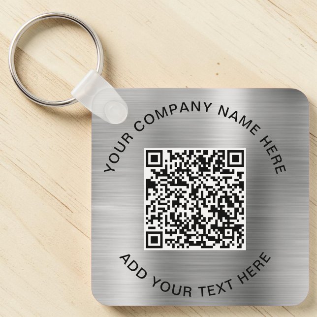 Chaveiro Código QR Elegante Promocional Prata (Elegant QR Code Promotional Silver Keychain)