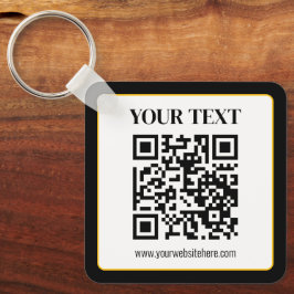 Chaveiro Código QR empresarial com texto superior e inferio