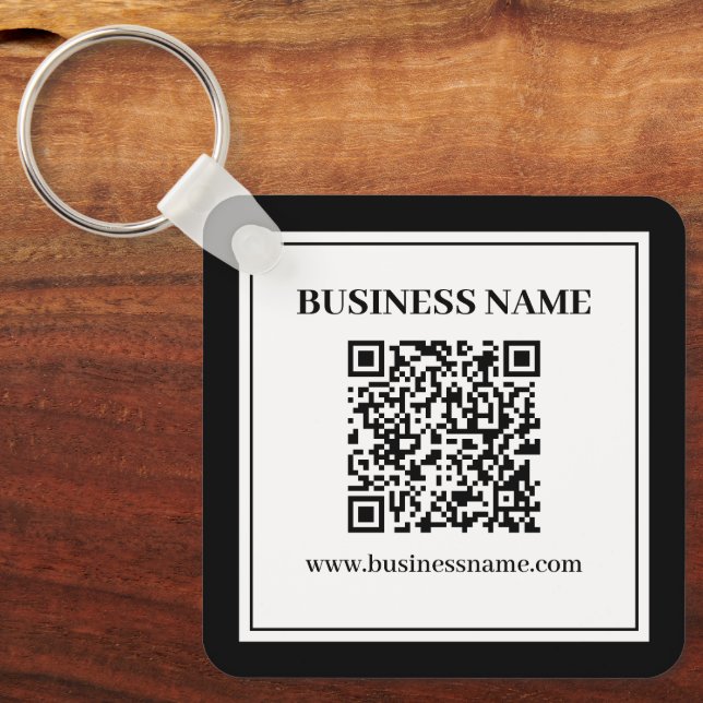 Chaveiro Código QR empresarial | Preto e Branco (Frente)