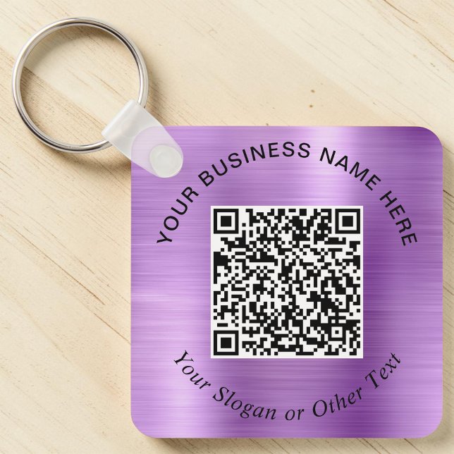 Chaveiro Código QR Empresarial Promocional Roxo (Business QR Code Promotional Purple Keychain)