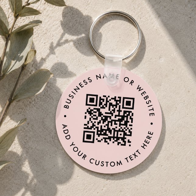 Chaveiro Código QR | Empresas modernas, cor-de-rosa (Interactive editable QR code keychains to promote your business, products or services.)