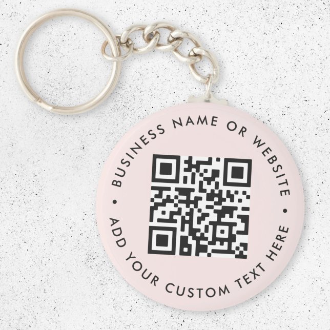 Chaveiro Código QR | Empresas modernas, cor-de-rosa (Interactive editable QR code keychains to promote your business, products or services.)