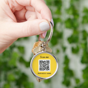 Chaveiro Código QR Logotipo comercial Amarelo amarelo