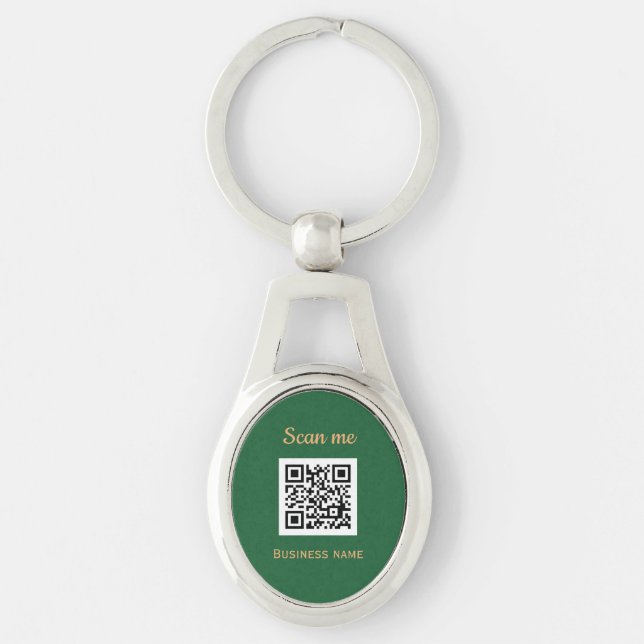 Chaveiro Código QR Logotipo comercial Dourado Verde (Frente)