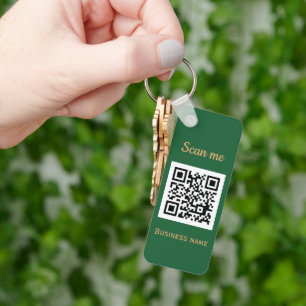 Chaveiro Código QR Logotipo comercial Dourado Verde
