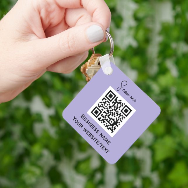 Chaveiro Código QR Logotipo comercial Lavanda profissional (Mão)