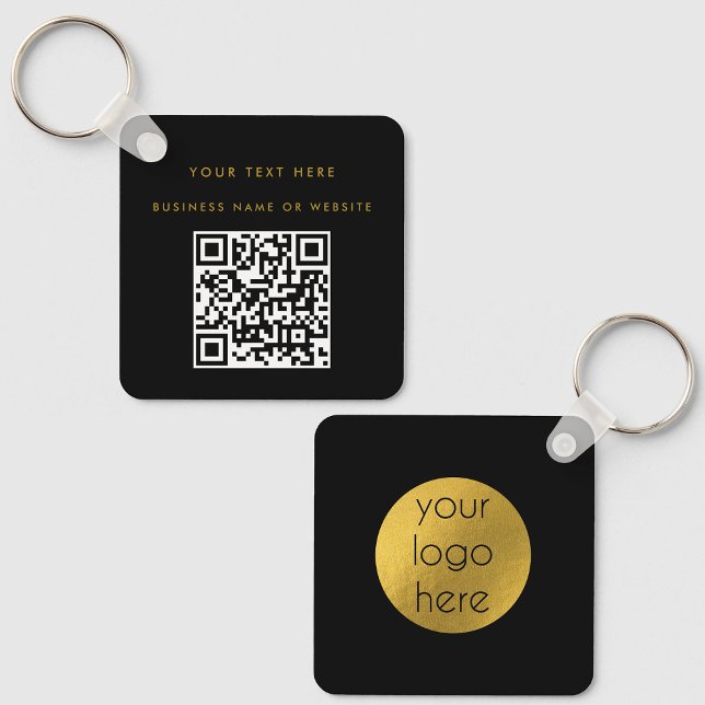 Chaveiro Código QR Logotipo comercial Minimista Dourado pre (Criador carregado)