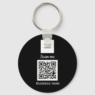 Chaveiro Código QR Logotipo comercial Personalizado Preto