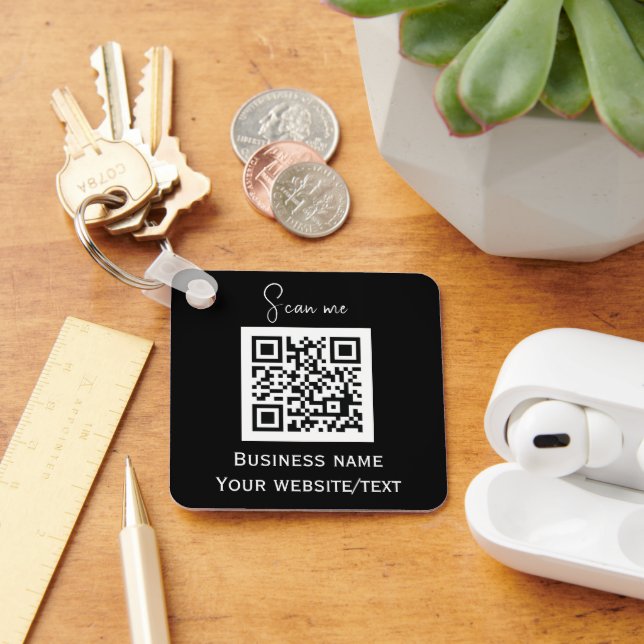 Chaveiro Código QR Logotipo comercial preto (Mesa)