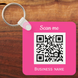 Chaveiro Código QR Logotipo comercial Professional Hot Pink