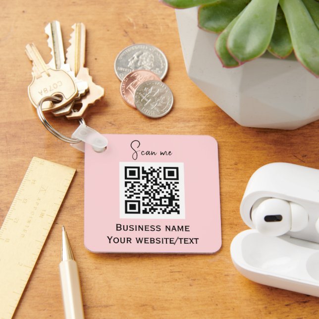 Chaveiro Código QR Logotipo comercial Rosa (Mesa)