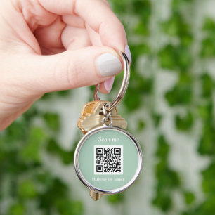 Chaveiro Código QR Logotipo comercial Verde Sage