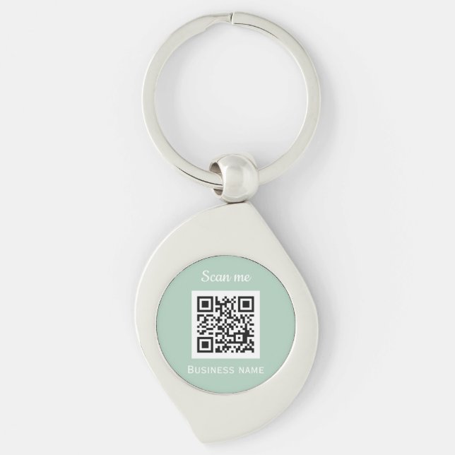 Chaveiro Código QR Logotipo comercial Verde Sage (Frente)
