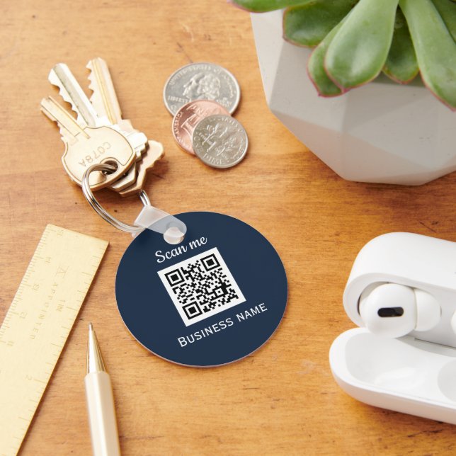 Chaveiro Código QR Logotipo profissional Marinho azul (Mesa)