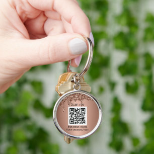 Chaveiro Código QR Logotipo profissional Rosa Dourado