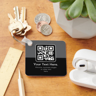Chaveiro Código QR Modern Escaneável   Preto, Cinza e Branc