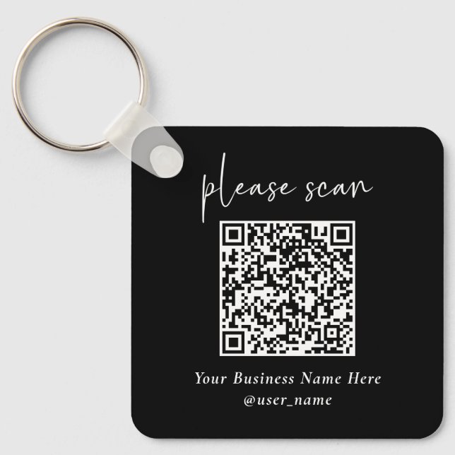 Chaveiro Código QR moderno simples com logotipo traseiro |  (Frente)