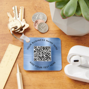 Chaveiro Código QR ou Promocional de logotipo azul