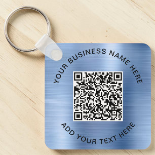 Chaveiro Código QR ou Promocional de logotipo azul