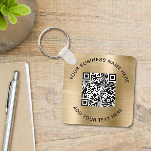 Chaveiro Código QR ou Promocional de logotipo Dourado